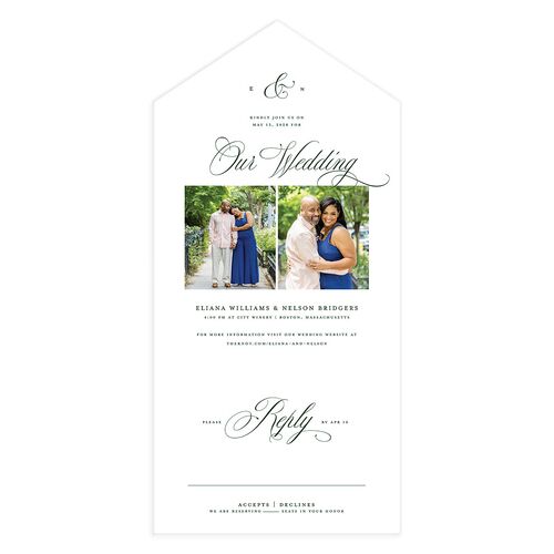 Classic Photo All-in-One Wedding Invitations Dark Emerald Signature Light Both Recipient and Return Addresses No