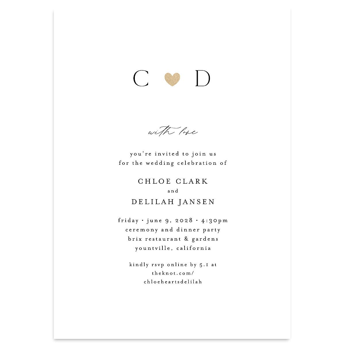 Dainty Heart Wedding Invitations