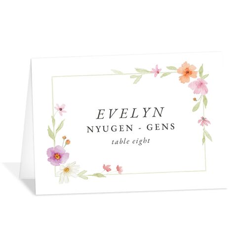 Classic Wildflower Frame Place Cards Pink Cotton Signature