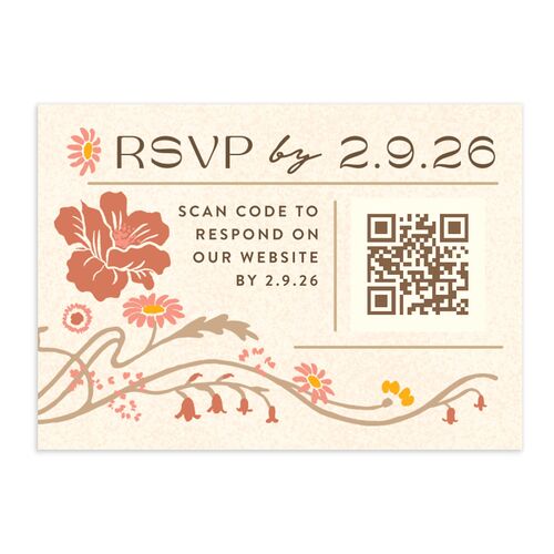 Wildflower Nouveau QR Code RSVP Cards Mocha Signature Standard