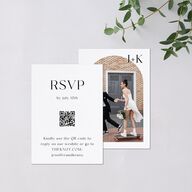 Modern Arch Photo QR Code RSVP Cards Pure White Signature Standard