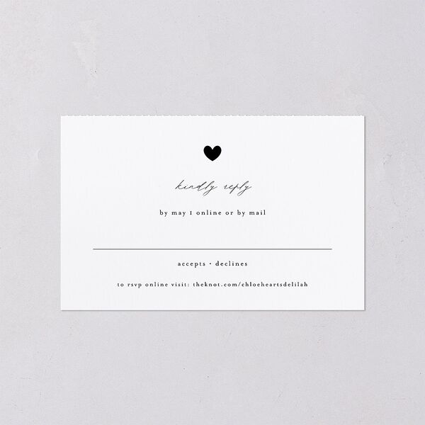 Dainty Heart All-in-One Wedding Invitations Pure White No Signature Light Both Recipient and Return Addresses
