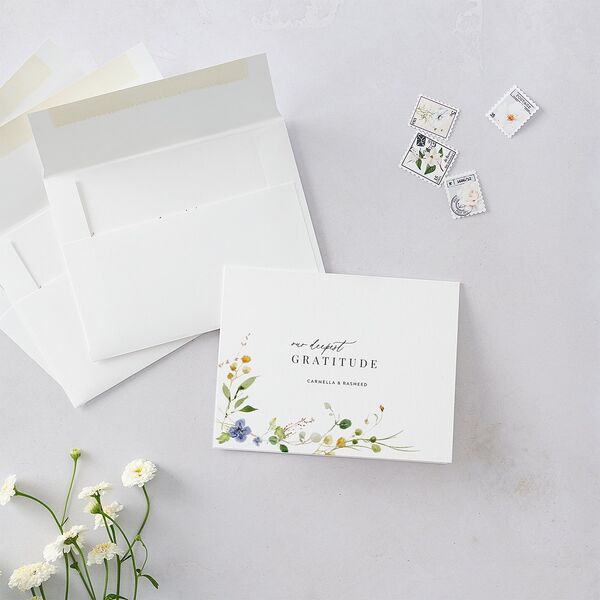 Delicate Wildflower Thank You Cards Pure White