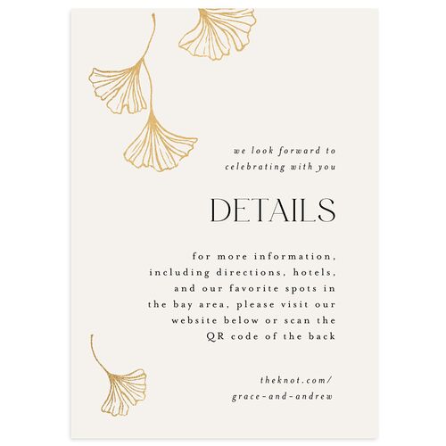 Ginkgo Leaves Wedding Enclosure Cards Gold Champagne Signature