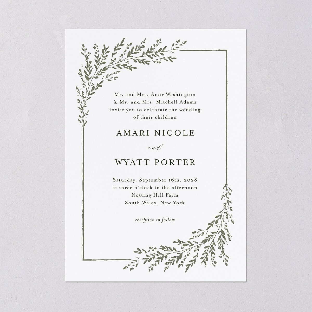 Rustic Branch Frame Wedding Invitations — view 2