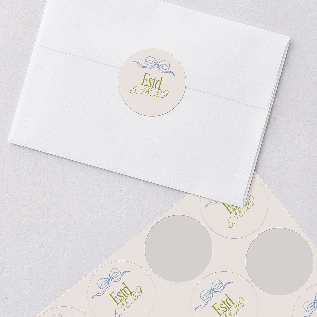 Modern Delicate Bows Wedding Stickers Peridot Circle