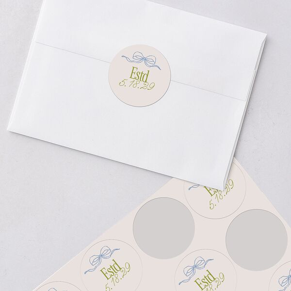 Modern Delicate Bows Wedding Stickers Peridot Circle