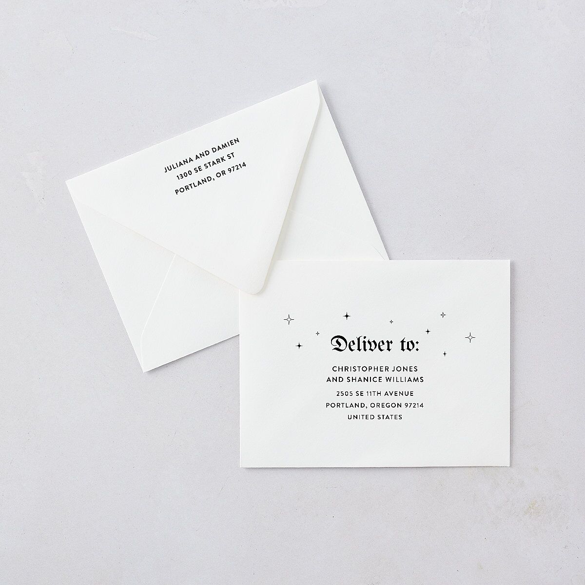 Moody Gothic Rose Save the Date Petite Card Euro Envelopes Midnight White Both Recipient and Return Addresses Luxe Signature
