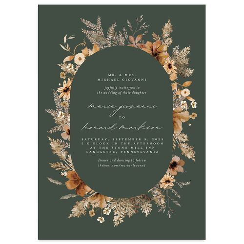 Bohemian Garden Wedding Invitations Hunter Green Signature Blank No Standard