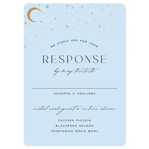 Celestial Arch Wedding Response Cards Gold Navy Signature Rounded