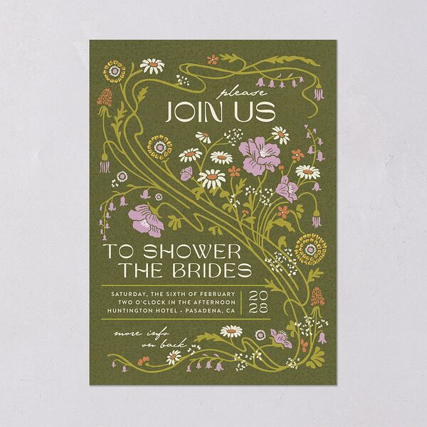 Wildflower Nouveau Bridal Shower Invitations Dark Camo Signature Blank Standard