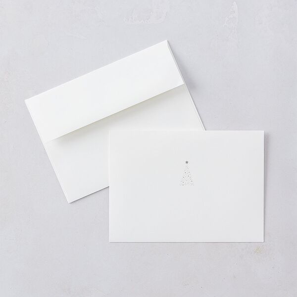 Sparkle Tree Holiday Cards Gold Pure White Signature Blank