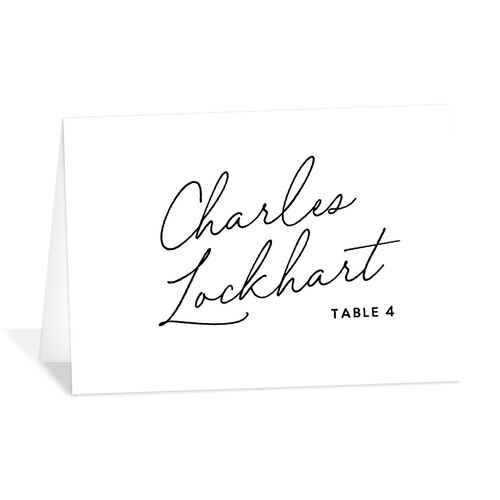 Hand Drawn Wavy Border Place Cards Pure White Signature