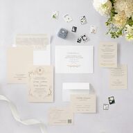Vintage Regency Monogram Frame Foil Wedding Invitations Champagne Gold Signature Blank Standard No