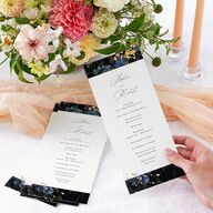 Midnight Floral Wedding Programs Gold Navy Signature