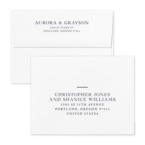 Bohemian Arch Save the Date Petite Card Envelopes White Plum Both Recipient and Return Addresses Signature Standard