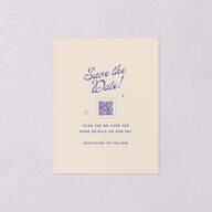 Retro Typography Photo Save the Date Petite Cards Sapphire Signature smooth Blank No Standard