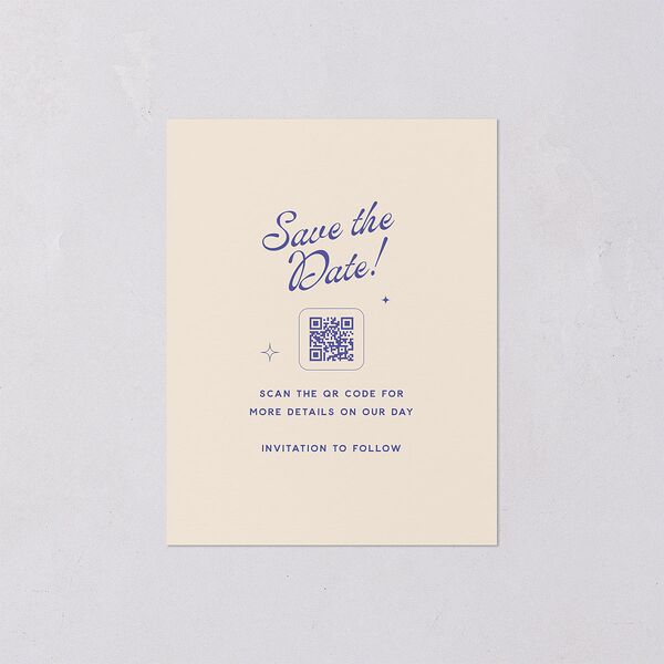 Retro Typography Photo Save the Date Petite Cards Sapphire Signature smooth Blank No Standard