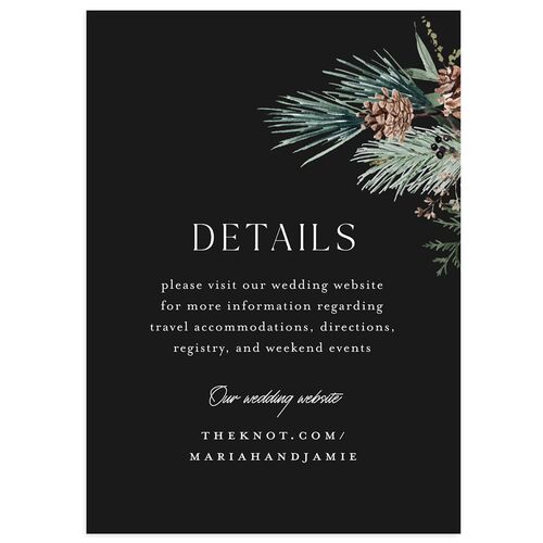 Rustic Pine Wedding Event Detail Cards Charcoal Signature Standard