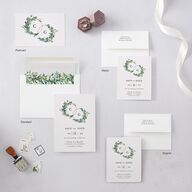 Leafy Hoops Save the Date Petite Cards Eucalyptus Signature smooth Blank No Standard