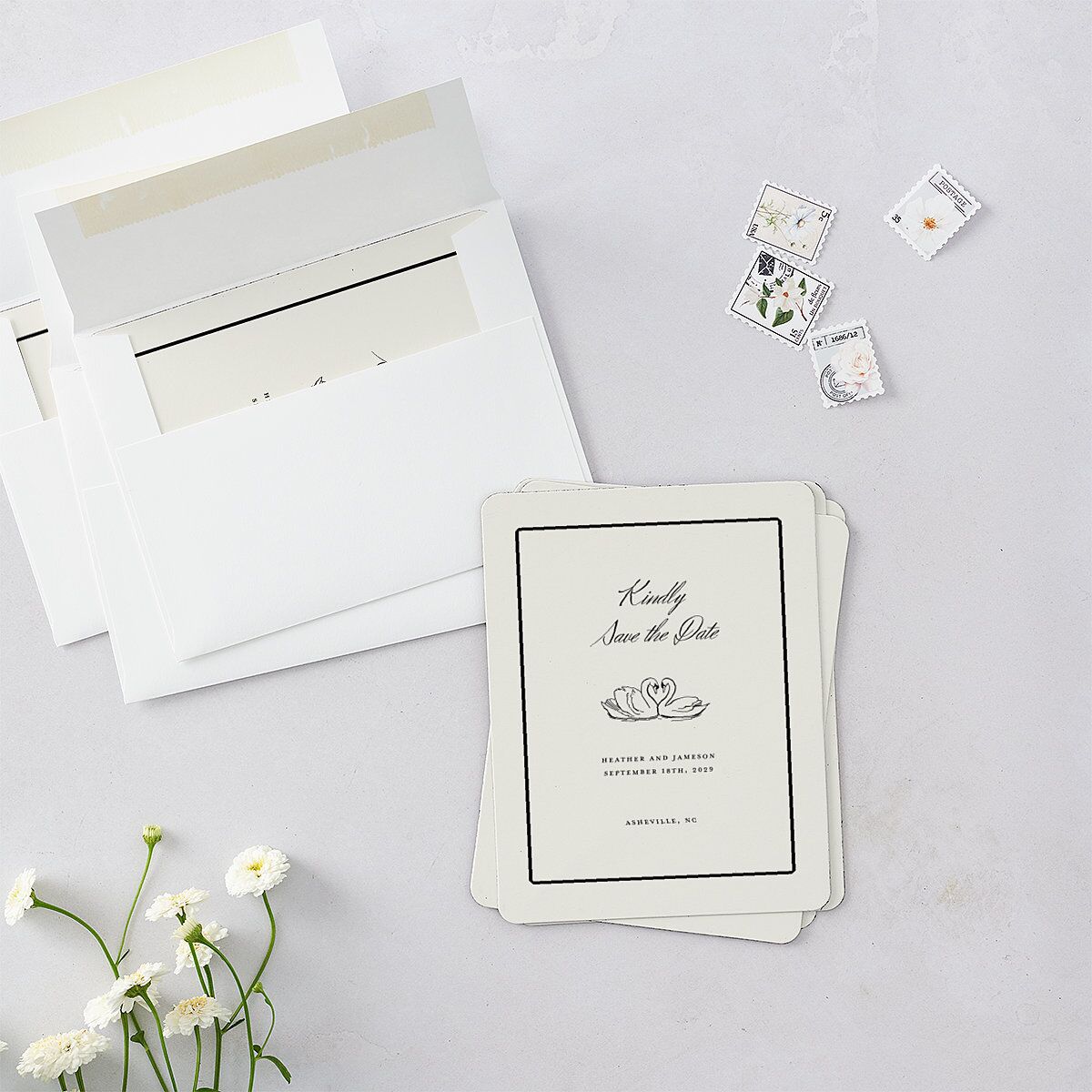 Elegant Swans Save The Date Magnets Ivory Magnet Paper