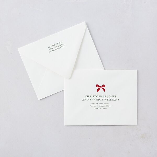 Simple Frame Photo Accent Thank You Card Euro Envelopes White Hunter Green Both Recipient and Return Addresses Luxe Signature