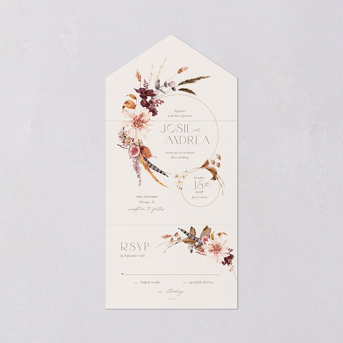 Eclectic Adornment All-in-One Wedding Invitations — view 1