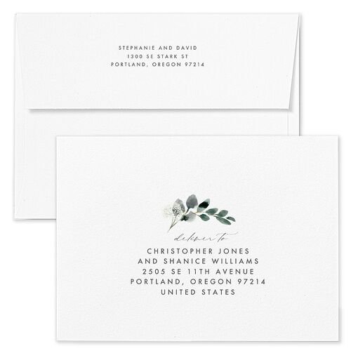 Elegant Greenery Save The Date Card Envelopes Kraft Pure White Return Address Signature Standard