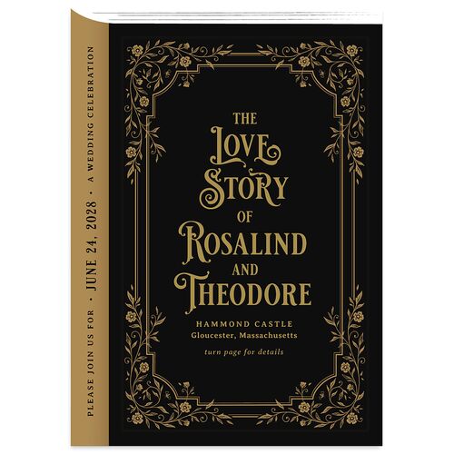 Vintage Storybook Wedding Invitations Charcoal Signature Blank No Standard