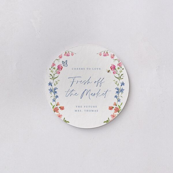 Fairytale Wildflower Crest Bridal Shower Wedding Day Coasters Pure White Cardboard Circle