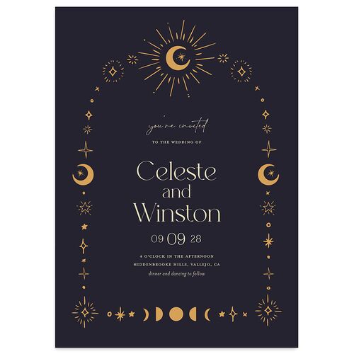 Celestial Galaxy Wedding Invitations Dark Navy Signature Blank No Standard
