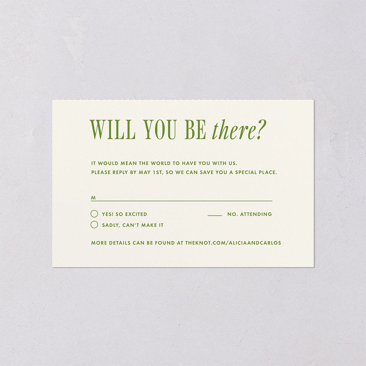 Editorial Promise All-in-One Wedding Invitations Meadow Signature Light Both Recipient and Return Addresses No