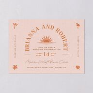 Beach Party Wedding Invitations Pink Cotton Signature Blank No Standard