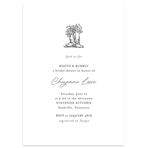 Western Wild Horses Bridal Shower Invitations Licorice Signature Blank Standard