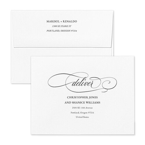 Polished Photo Foil Thank You Card Envelopes Licorice White Both Recipient and Return Addresses Signature Standard