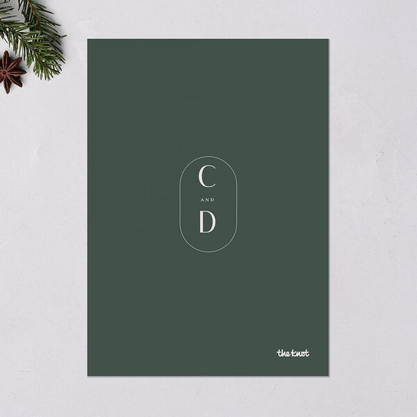 Ring in the New Year Holiday Cards Gold Dark Emerald Signature Blank Standard Portrait