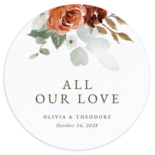 Eucalyptus Bouquet Wedding Day Coasters Terracotta Cardboard Circle