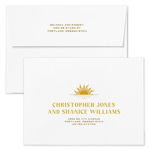 Beach Party Save The Date Card Envelopes White Sand Both Recipient and Return Addresses Signature Standard