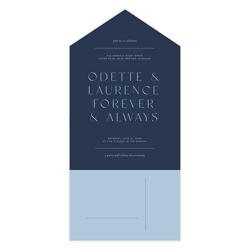 Surround All-in-One Wedding Invitations Moody Blue Signature Light Both Recipient and Return Addresses No