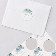 Gilded Hydrangea Wedding Stickers Ocean Circle