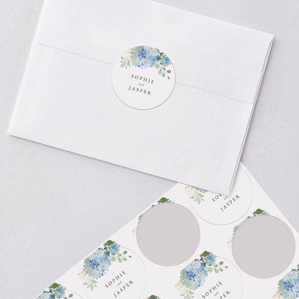 Gilded Hydrangea Wedding Stickers Ocean Circle