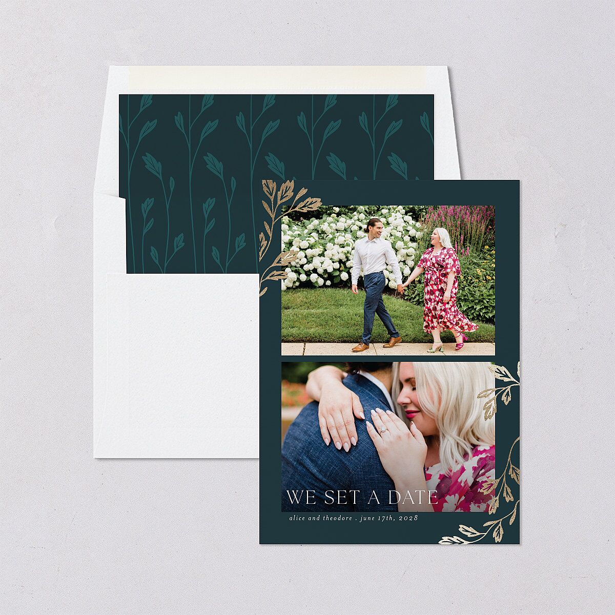 Arboretum Archway Foil Save the Date Cards Gold Dark Night Signature smooth Blank No