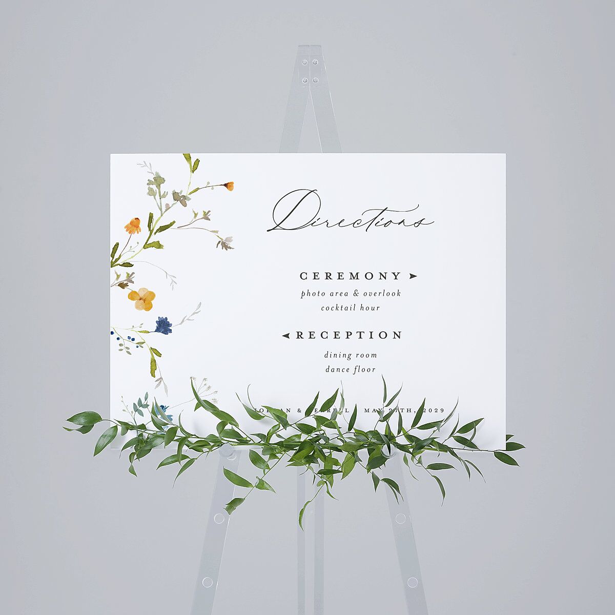 Dainty Wildflowers Standard Direction Sign Medium Sunflower Standard Indoor Foam Core M Direction