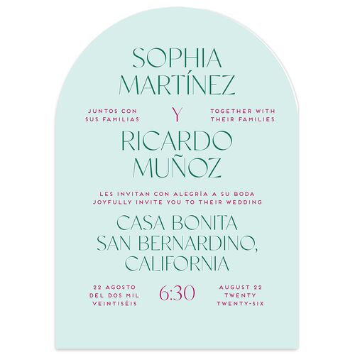 Color del Amor Bilingual Foreign Language Wedding Invitations Ultramarine Signature smooth Blank No Arch