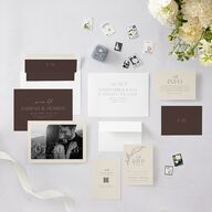 Minimalist Accent Leaf Save the Date Cards Linen Signature smooth Blank No Standard