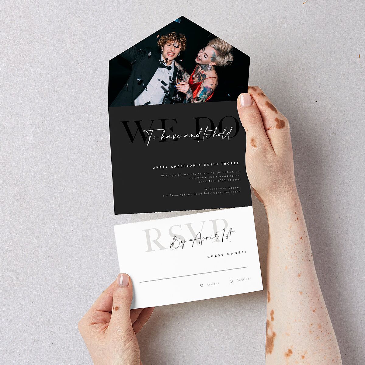 Modern Vow All-in-One Wedding Invitations — view 3