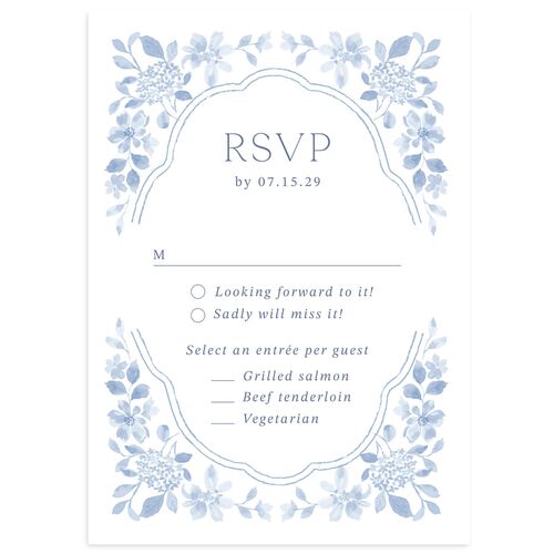 Porcelain Blue Floral Watercolor Wedding Response Cards Cornflower Signature Standard