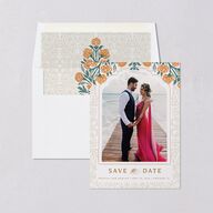 Indian Botanical Blooms Save The Date Cards Daffodil Signature smooth Blank No Standard