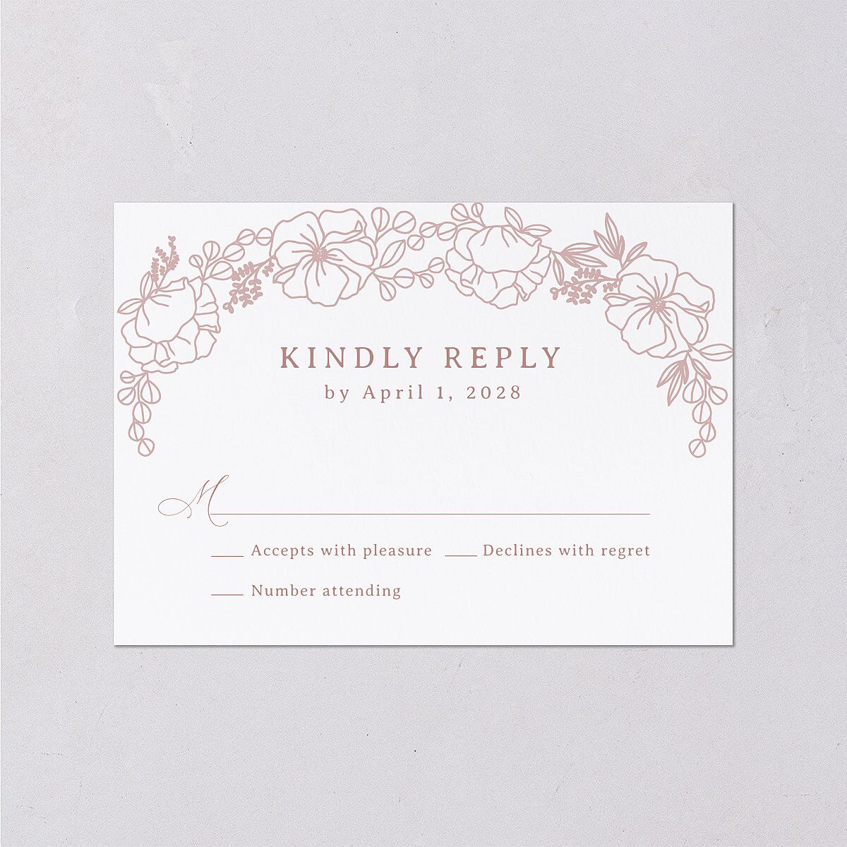 Floral Border Wedding Response Cards Desert Rose Signature