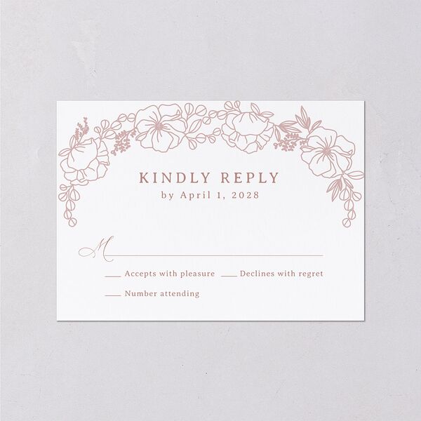 Floral Border Wedding Response Cards Desert Rose Signature